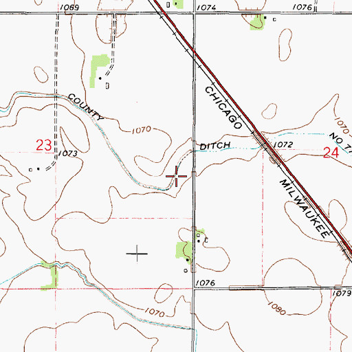 Topographic Map of County Ditch Number Seventyseven, MN