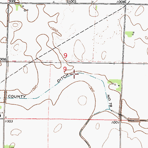 Topographic Map of County Ditch Number Seventyeight, MN