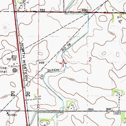 Topographic Map of County Ditch Number Seventyeight, MN