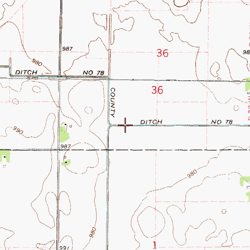 Topographic Map of County Ditch Number Seventyeight, MN