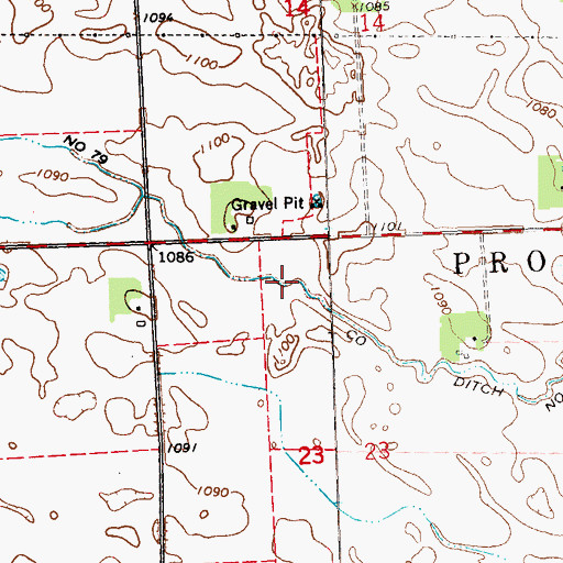 Topographic Map of County Ditch Number Seventynine, MN