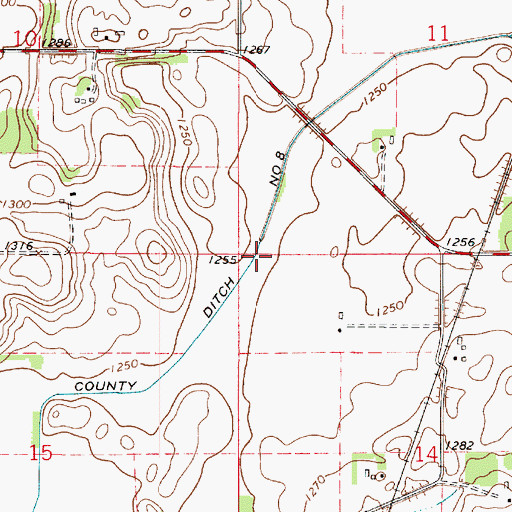 Topographic Map of County Ditch Number Eight, MN