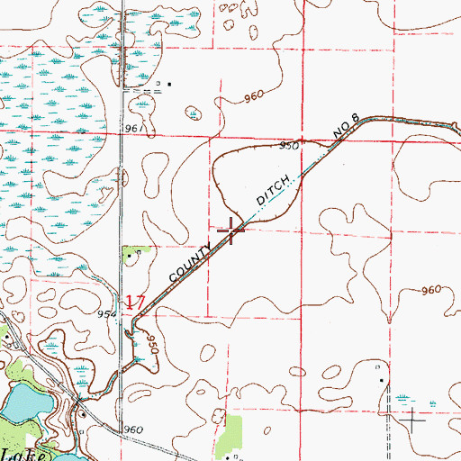 Topographic Map of County Ditch Number Eight, MN