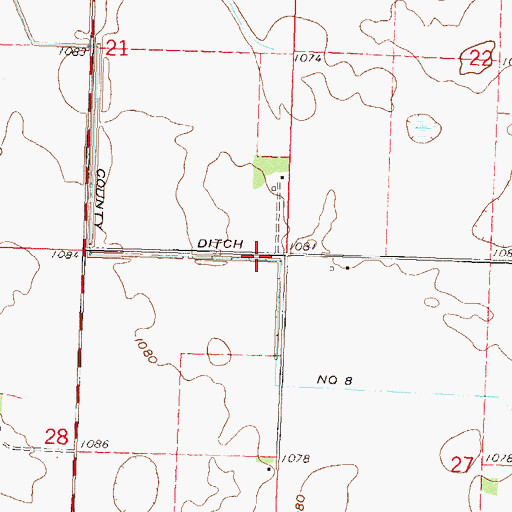 Topographic Map of County Ditch Number Eight, MN