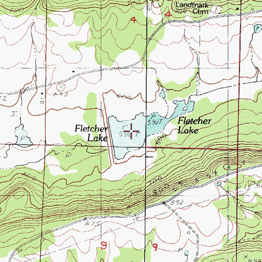 Topographic Map of Fletcher Lake, AR
