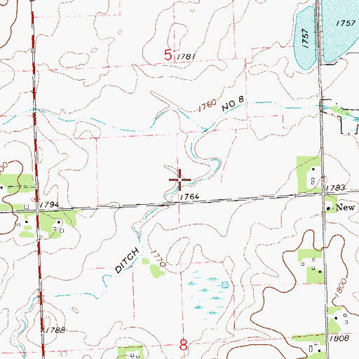 Topographic Map of County Ditch Number Eight, MN