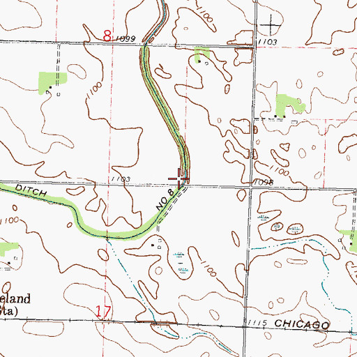 Topographic Map of County Ditch Number Eight, MN