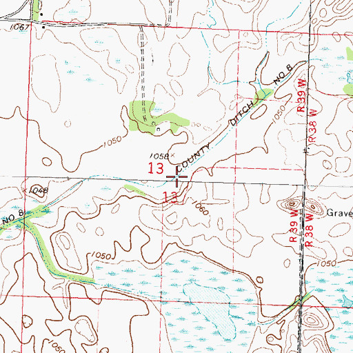 Topographic Map of County Ditch Number Eight, MN