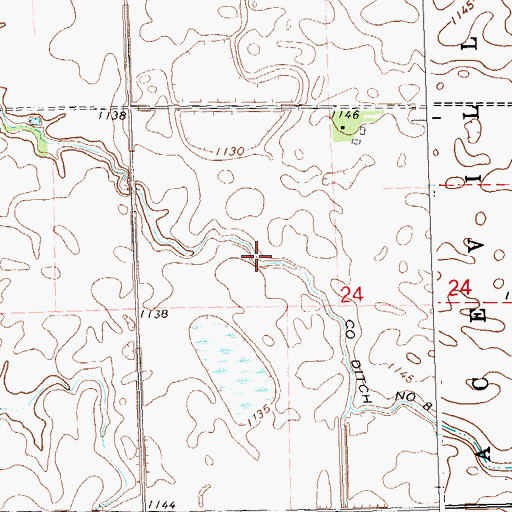 Topographic Map of County Ditch Number Eight, MN