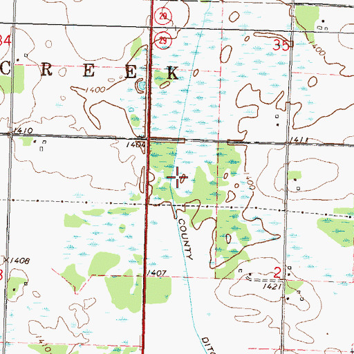 Topographic Map of County Ditch Number Eight, MN
