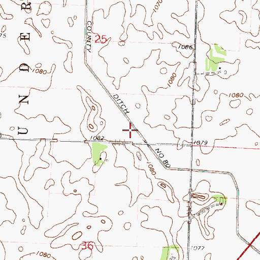 Topographic Map of County Ditch Number Eighty, MN