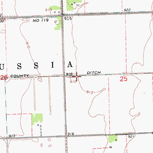 Topographic Map of County Ditch Number Eighty, MN