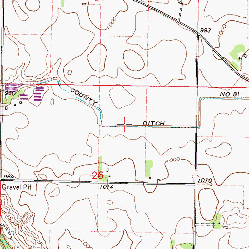 Topographic Map of County Ditch Number Eightyone, MN