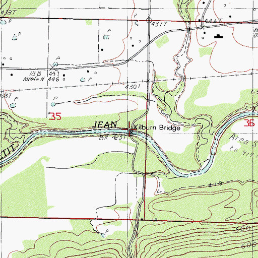 Topographic Map of Kilburn Bridge, AR