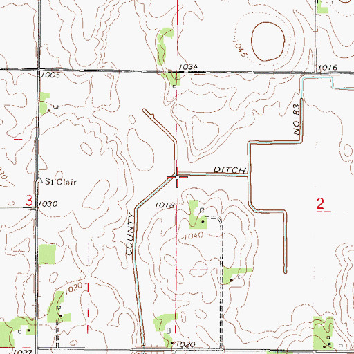 Topographic Map of County Ditch Number Eightythree, MN