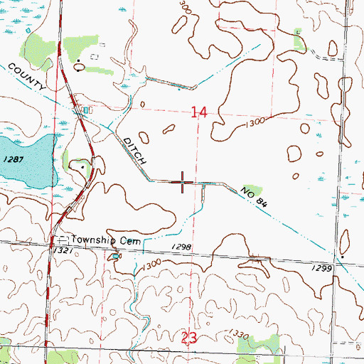 Topographic Map of County Ditch Number Eightyfour, MN