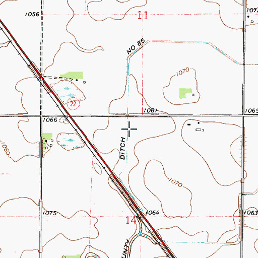 Topographic Map of County Ditch Number Eightyfive, MN