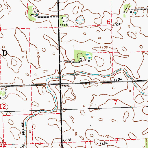 Topographic Map of County Ditch Number Eightyfive, MN