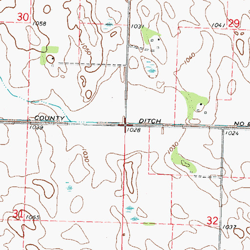 Topographic Map of County Ditch Number Eightyseven, MN