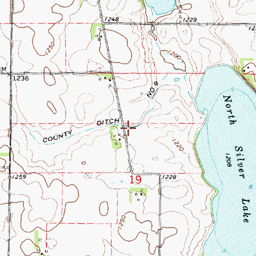 Topographic Map of County Ditch Number Nine, MN