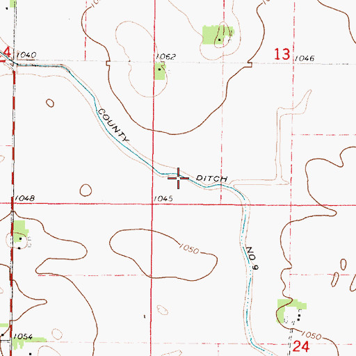 Topographic Map of County Ditch Number Nine, MN
