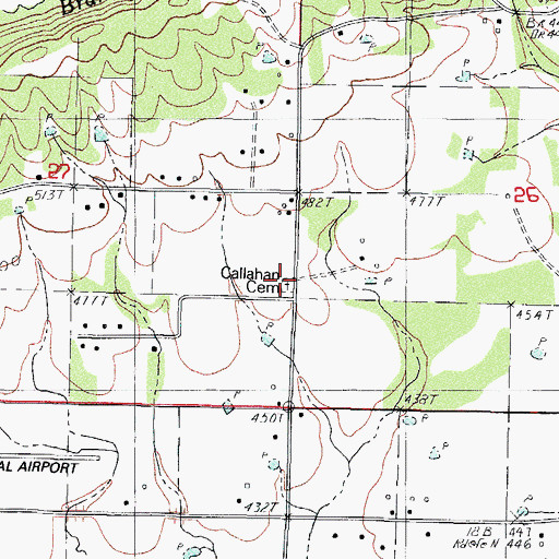 Topographic Map of Callahan Cemetery, AR