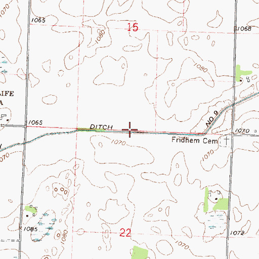 Topographic Map of County Ditch Number Nine, MN