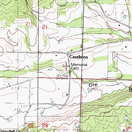 Topographic Map of Memorial Cemetery, AR