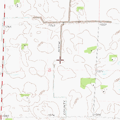 Topographic Map of County Ditch Number Ninty, MN
