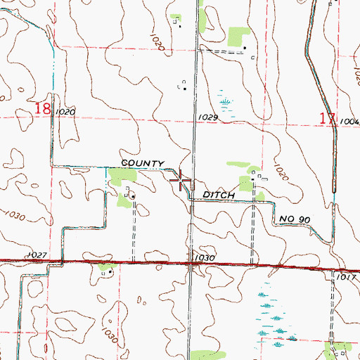 Topographic Map of County Ditch Number Ninty, MN