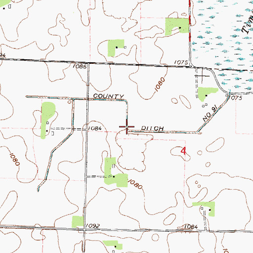 Topographic Map of County Ditch Number Nintyone, MN