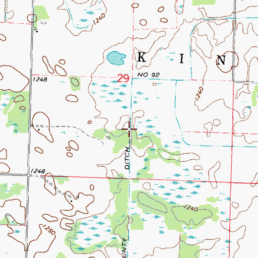 Topographic Map of County Ditch Number Ninetytwo, MN