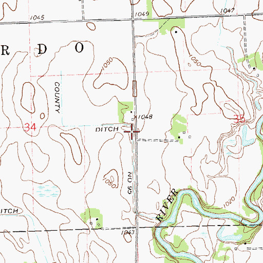 Topographic Map of County Ditch Number Ninetyfive, MN
