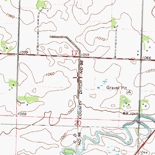 Topographic Map of County Ditch Number Ninetysix, MN
