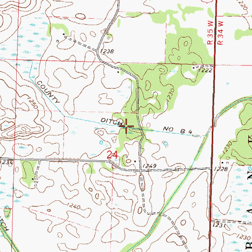 Topographic Map of County Ditch Number B Four, MN
