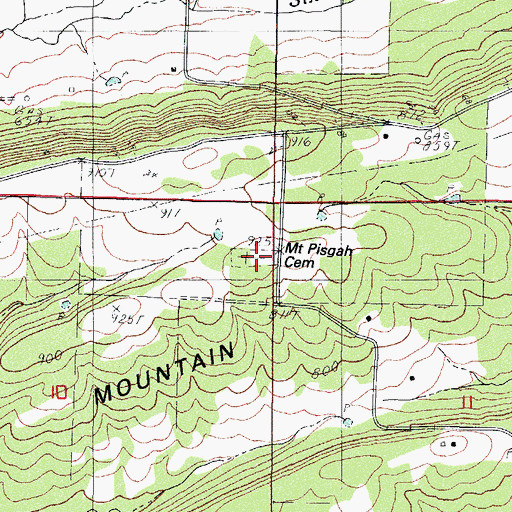 Topographic Map of Mount Pisgah Cemetery, AR
