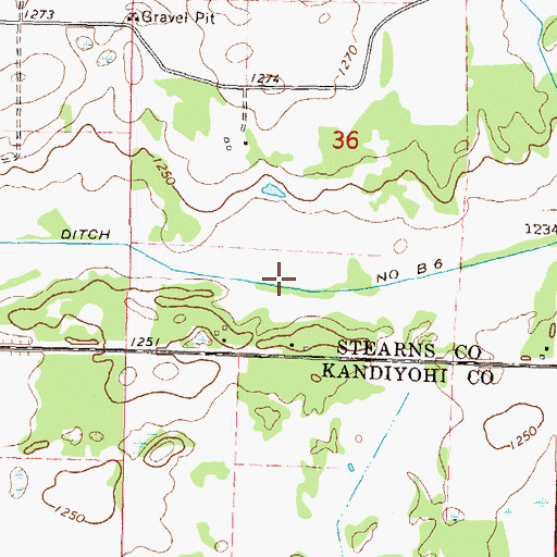 Topographic Map of County Ditch Number B Six, MN