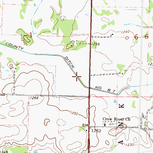 Topographic Map of County Ditch Number B Seven, MN