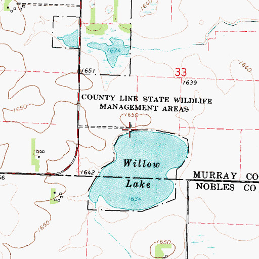 Topographic Map of County Line State Wildlife Management Are, MN