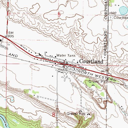 Topographic Map of Courtland, MN