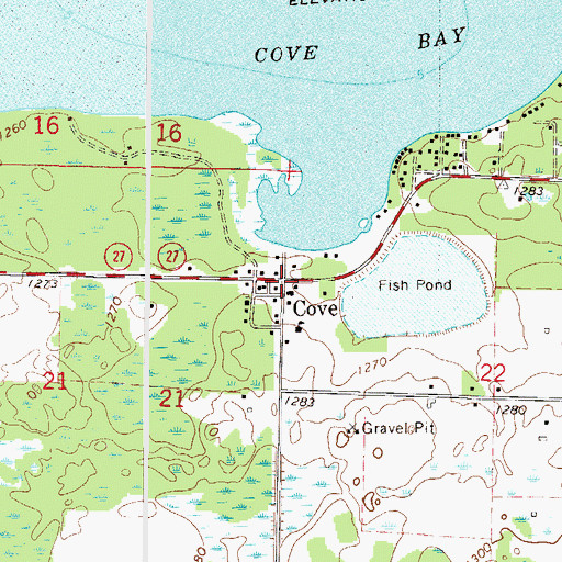 Topographic Map of Cove, MN