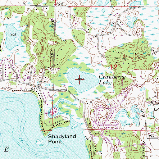 Topographic Map of Cranberry Lake, MN