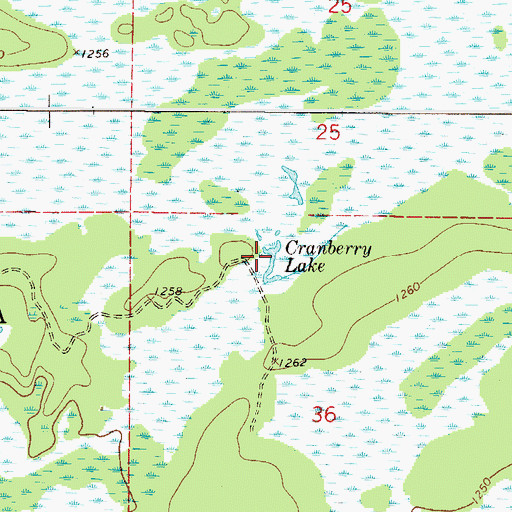 Topographic Map of Cranberry Lake, MN