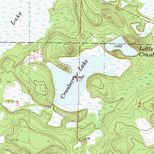 Topographic Map of Cranberry Lake, MN