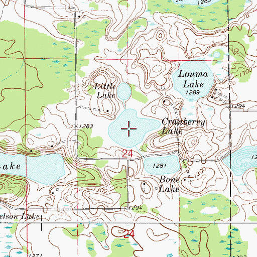 Topographic Map of Cranberry Lake, MN