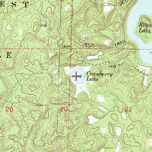 Topographic Map of Cranberry Lake, MN