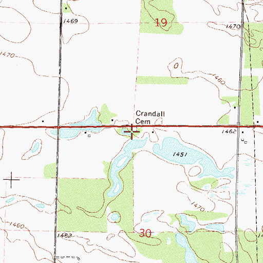 Topographic Map of Crandall Cemetery, MN