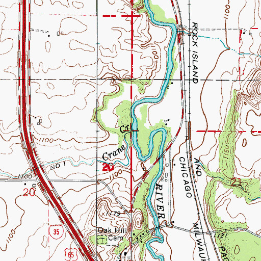 Topographic Map of Crane Creek, MN