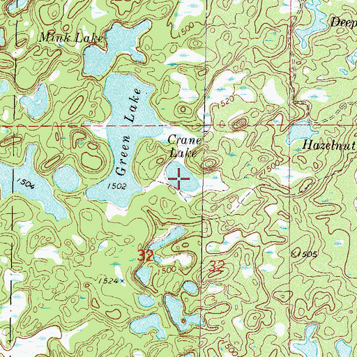 Topographic Map of Crane Lake, MN