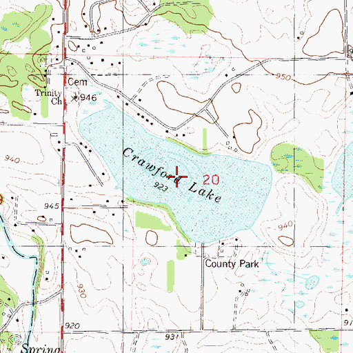 Topographic Map of Crawford Lake, MN
